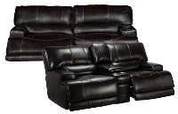 Blackberry Leather-Match Power Reclining Living Room Set - Stampede-3