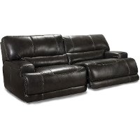 Gray Leather-Match Power Reclining Living Room Set - Stampede-2