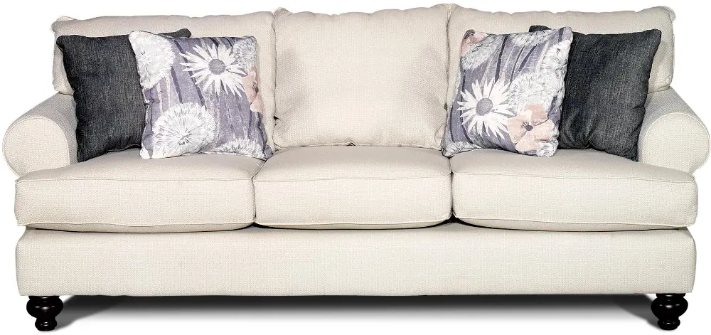 Lindsey 88 Inch Cream Upholstered Sofa-1