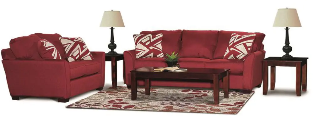 Ruby Red Casual Contemporary 7 Piece Room Group - Tara-1
