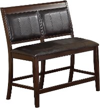 Brown Counter Height Bench with Back - Harrison Collection