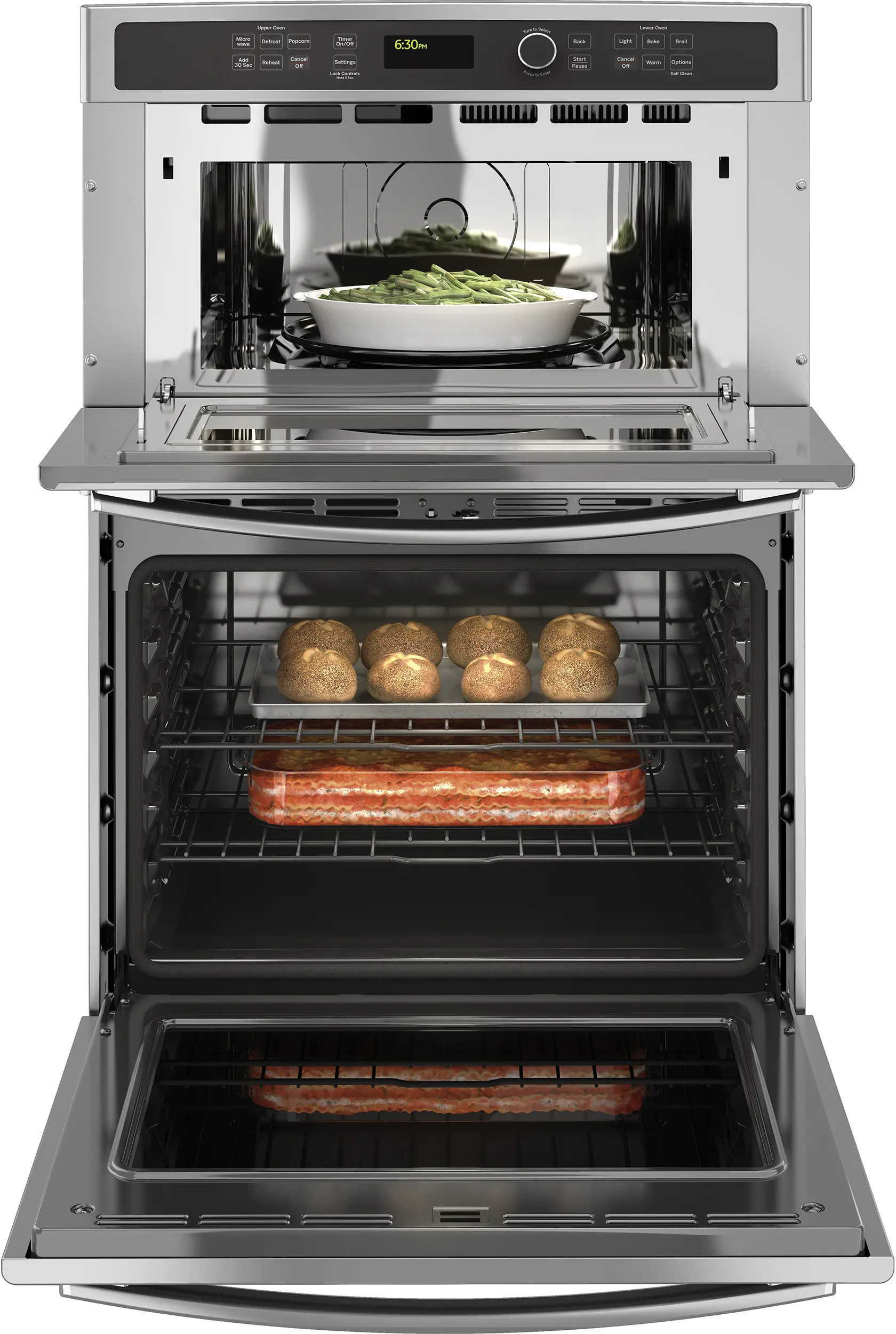PT9800SHSS GE Profile 30 Inch Convection Combination Wall Oven with Microwave - 6.7 cu. ft. Stainless Steel-4