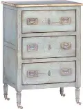 Light Blue and Brass 3 Drawer Small Chest Night Table