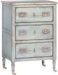 Light Blue and Brass 3 Drawer Small Chest Night Table
