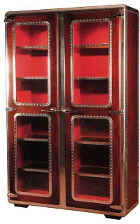 Dark and Light Cherry Bookcase with Exposed Rivets