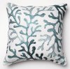 Ivory and Blue 18 Inch Throw Pillow