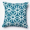 Blue and White Circular Patterned Throw Pillow