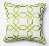 Green and White 18 Inch Throw Pillow