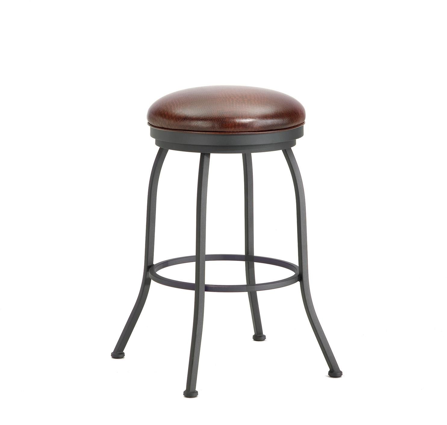 Black Metal Backless Swivel Bar Stool - Fiesole-1