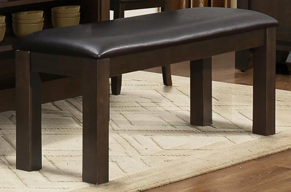 Dark Walnut Upholstered Dining Bench - Corliss Collection-1