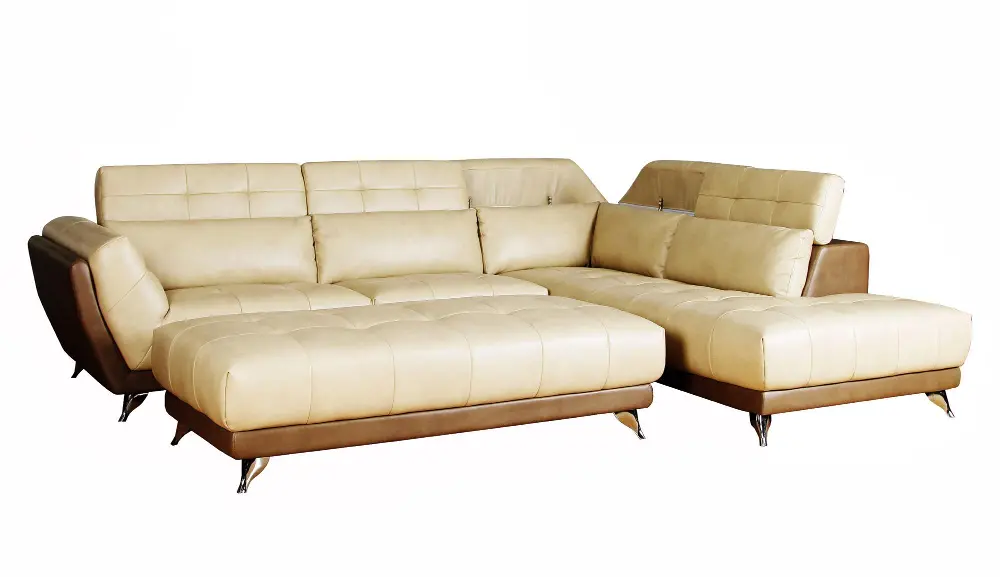 Mars Champagne & Sand Upholstered 2 Piece Sectional-1
