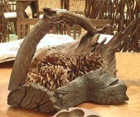 Reclaimed Teak Wood Whistlers Basket with Handle-2