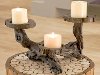 Large Carved Eco-Friendly Teak Rocky Mountain Candle Stand-2