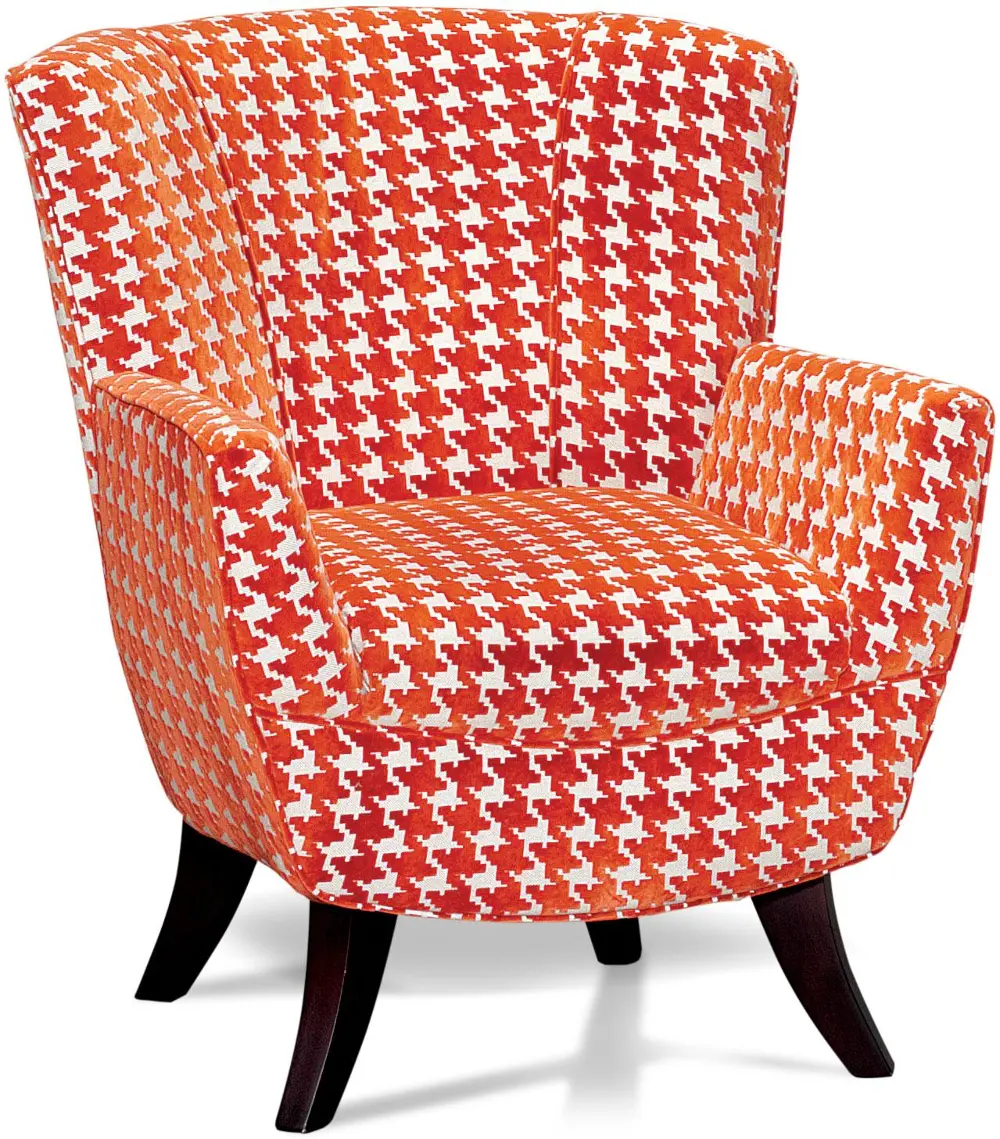 Mandarin Orange Houndstooth Club Chair - Bethany Collection-1