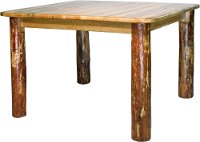 MWGCDT4PS Rustic Pine Square Dining Room Table - Glacier Country
