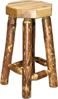 Rustic Natural Pine Bar Stool - Glacier Country