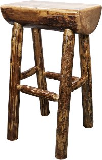 MWGCBNHL Rustic Pine Half Log Bar Stool - Glacier Country