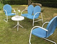KO10002BL 3 Piece Metal Set - Loveseat & 2 Chairs in Sky Blue Finish - Griffith