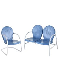 KO10005BL 2 Piece Metal Set - Loveseat & Chair in Sky Blue Finish - Griffith