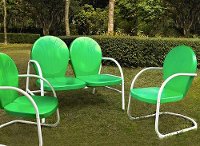 KO10002GR 3 Piece Metal Set - Loveseat & 2 Chairs in Grasshopper Green Finish - Griffith