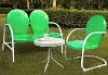 KO10003GR 3 Piece Metal Set - Loveseat & Chair in Grasshopper Green Finish with Side Table - Griffith