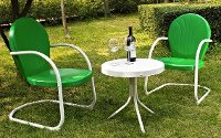 KO10004GR 3 Piece Metal Set - Two Chairs in Grasshopper Green Finish with Side Table - Griffith