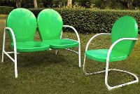 KO10005GR 2 Piece Metal Set - Loveseat & Chair in Grasshopper Green Finish - Griffith