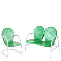 KO10005GR 2 Piece Metal Set - Loveseat & Chair in Grasshopper Green Finish - Griffith -2
