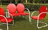 KO10002RE 3 Piece Metal Set - Loveseat & 2 Chairs in Red Finish - Griffith