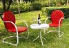 KO10004RE 3 Piece Metal Set - Two Chairs in Red Finish with Side Table - Griffith