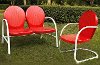 KO10005RE 2 Piece Metal Set - Loveseat & Chair in Red Finish - Griffith