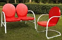 KO10005RE 2 Piece Metal Set - Loveseat & Chair in Red Finish - Griffith