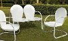 KO10002WH 3 Piece Metal Outdoor Seating Set - Loveseat & 2 Chairs in White Finish - Griffith