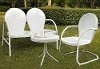 KO10003WH 3 Piece Metal Set - Loveseat & Chair in White Finish with Side Table - Griffith