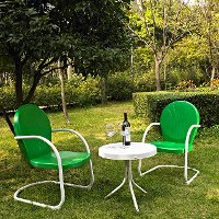 KO10004WH 3 Piece Metal Set - Two Chairs in White Finish with Side Table - Griffith