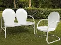 KO10005WH 2 Piece Metal Set - Loveseat & Chair in White Finish - Griffith
