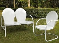 KO10005WH 2 Piece Metal Set - Loveseat & Chair in White Finish - Griffith