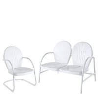 KO10005WH 2 Piece Metal Set - Loveseat & Chair in White Finish - Griffith -2