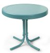 CO1011A-BL Metal Blue Outdoor Patio Side Table - Retro