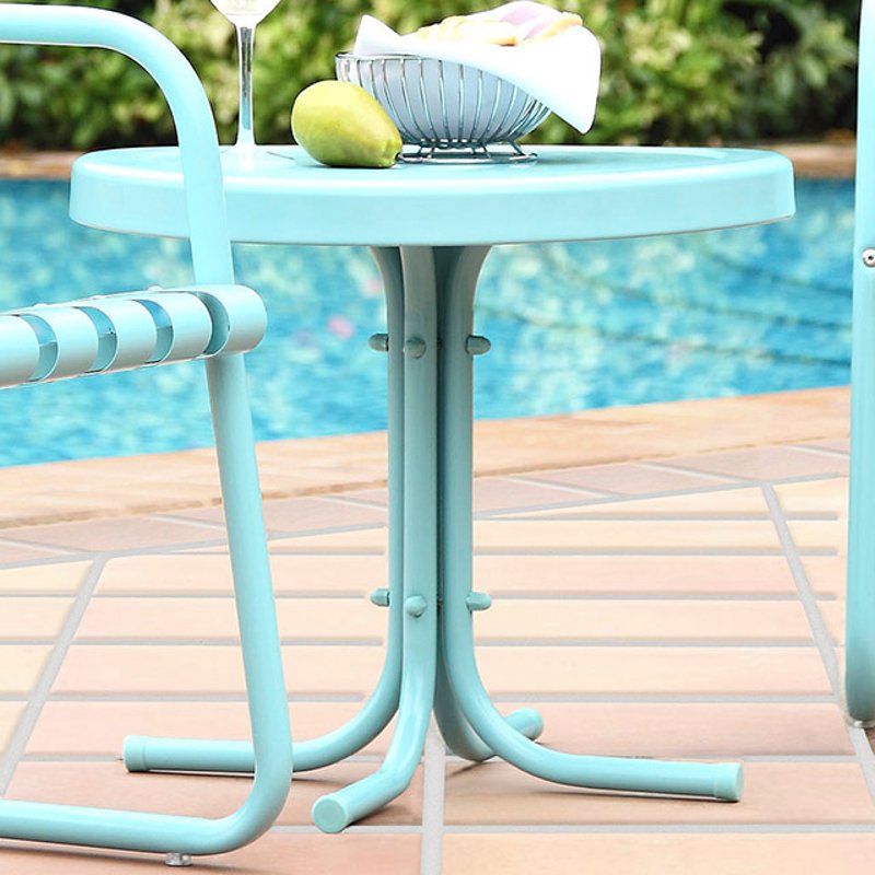 Metal Blue Outdoor Patio Side Table Retro Rc Willey Furniture Store