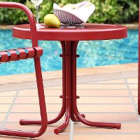 CO1011A-RE Metal Red Outdoor Patio Side Table - Retro