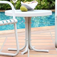 CO1011A-WH Metal White Outdoor Patio Side Table - Retro