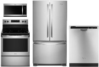 WHP-4PC-ELE-FRNCHDR Whirlpool 4 Piece Kitchen Appliance Package with Electric Range - Stainless Steel