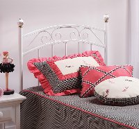 1862HTWR White Traditional Metal Twin Headboard - Emily