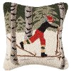 Clearance Back Country Skier Hand Hooked 18 Inch Throw Pillow