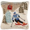 Clearance Up and Down Gondola Run Hooked Wool Throw Pillow
