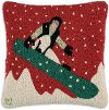 Clearance Snow Rider Hand Hook Wool Throw Pillow