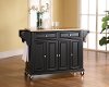KF30001EBK Natural Black Wood Top Kitchen Cart