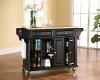 KF30001EBK Natural Black Wood Top Kitchen Cart-2