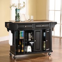 KF30002EBK Black Stainless Steel Top Kitchen Cart -2